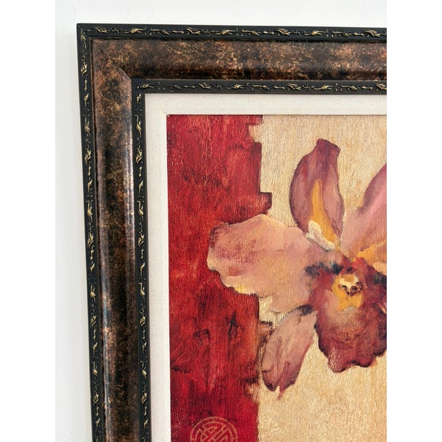 1990s Contemporary Orchid Oil Painting by Blum – Oil on Panel, Framed For Sale - Image 5 of 15