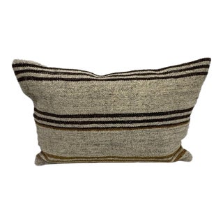 Turkish Hemp Pillow Cushion Natural Beige Brown Pillow Cushion Cover 16" x 24" For Sale