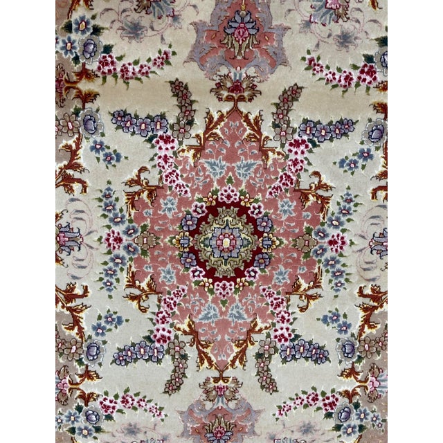 Extremely Fine Vintage Persian Tabriz Wool and Silk Rug 3'4" X 5’2” For Sale - Image 4 of 9