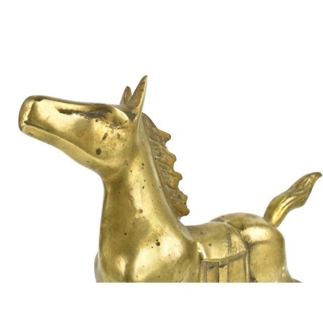 Mid-Century Solid Gold Brass Horse Figurine For Sale - Image 6 of 7