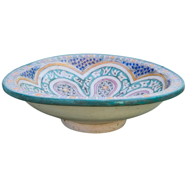 Rustic Ceramic Bowl W/ Andalusian Pattern For Sale - Image 3 of 9