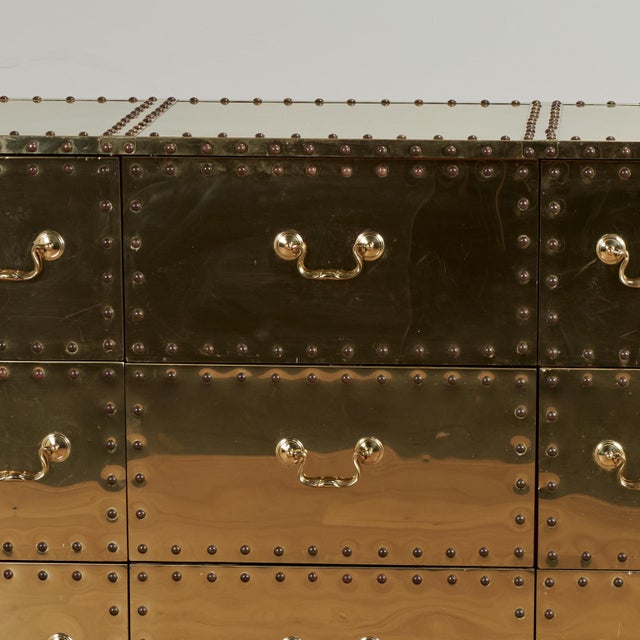 1970s Vintage Sarreid Style Brass Triple Dresser For Sale - Image 5 of 17