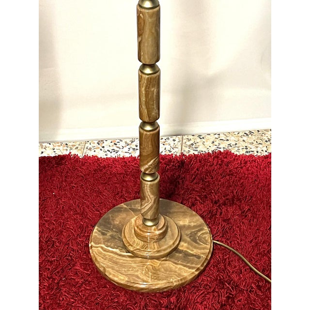 Brass and Onyx Glass Shade Floor Lamp from Unbekannt, 1960s For Sale - Image 6 of 8