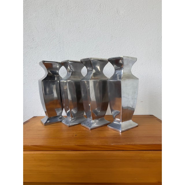 Vintage Vases in Aluminum, 1970s, Set of 4 For Sale - Image 18 of 18