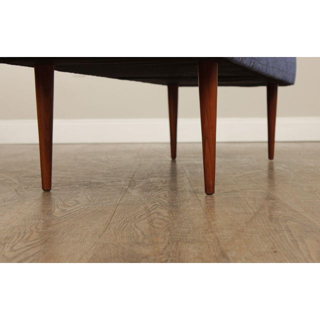 Mid Century Modern Upholstered Walnut Bench For Sale - Image 11 of 12