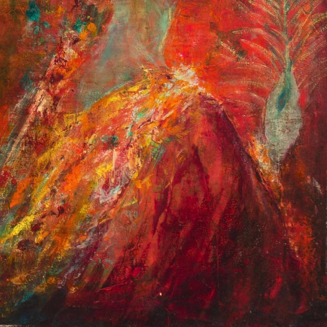 Ruby Red 'Transcendentalist Figural Oil' by Marguertie Bordet, Paris, Académie De La Grande Chaumière, Geneva For Sale - Image 8 of 11