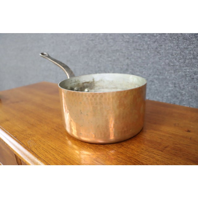 French French Hand-Hammered Copper Saucepan For Sale - Image 3 of 7