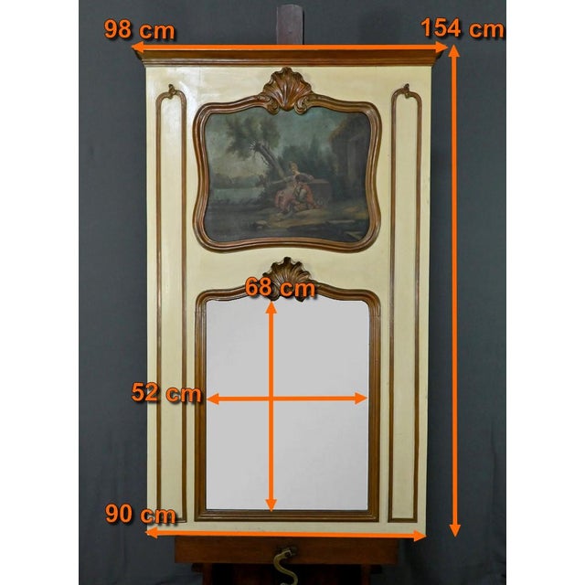 Late 19th Century Louis XV Painted Wooden Trumeau Mirror For Sale - Image 13 of 15