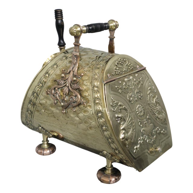 Victorian Brass Coal Bin, 1880 For Sale