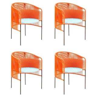 Orange Mint Caribe Dining Chair by Sebastian Herkner, Set of 4 For Sale