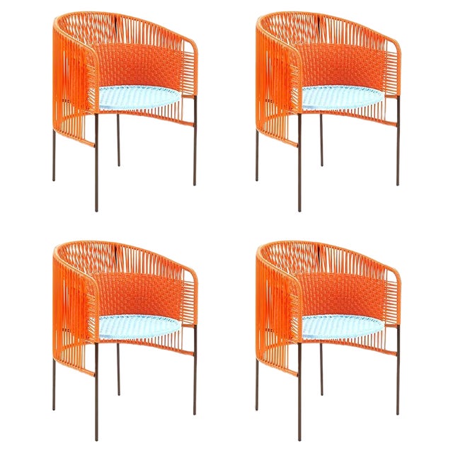 Orange Mint Caribe Dining Chair by Sebastian Herkner, Set of 4 For Sale