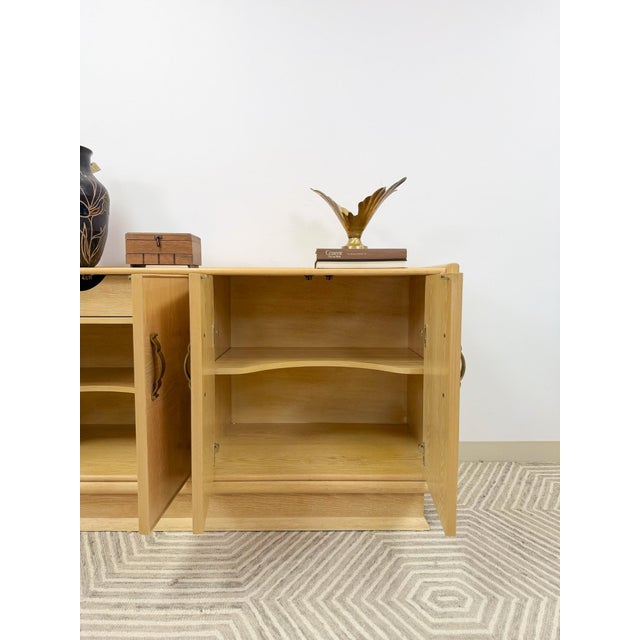 Vintage Regency Blonde Parquetry Buffet Server Credenza by Century 60" Wide MCM For Sale - Image 10 of 13