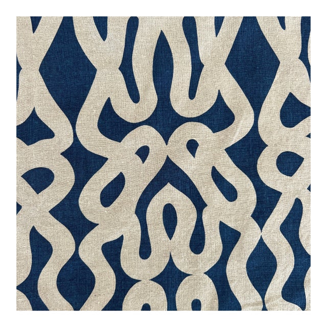 Raoul Textiles Suriname Blue Linen Fabric- By the Yard For Sale