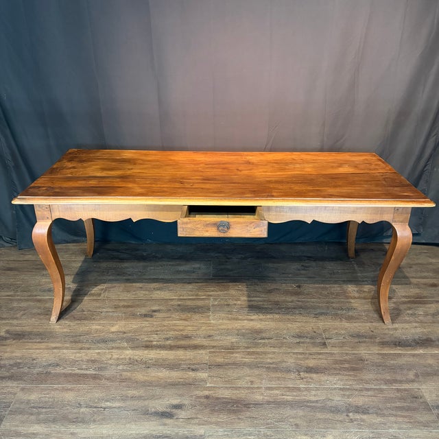 19th Century French Louis XV Walnut Farmhouse Table With Single Drawer For Sale - Image 11 of 11