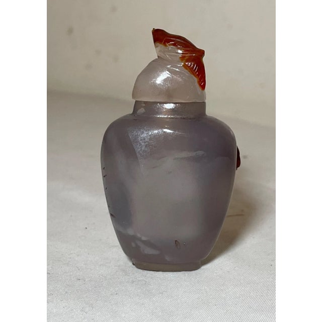 Chinese Share Antique Chinese Hand Carved Agate Stone Snuff Bottle Jar Sculpture Trinket For Sale - Image 3 of 8