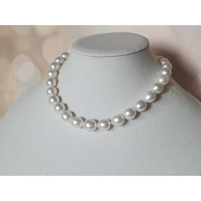 White South Sea White Pearl Necklace With 14k Gold Clasp For Sale - Image 8 of 11
