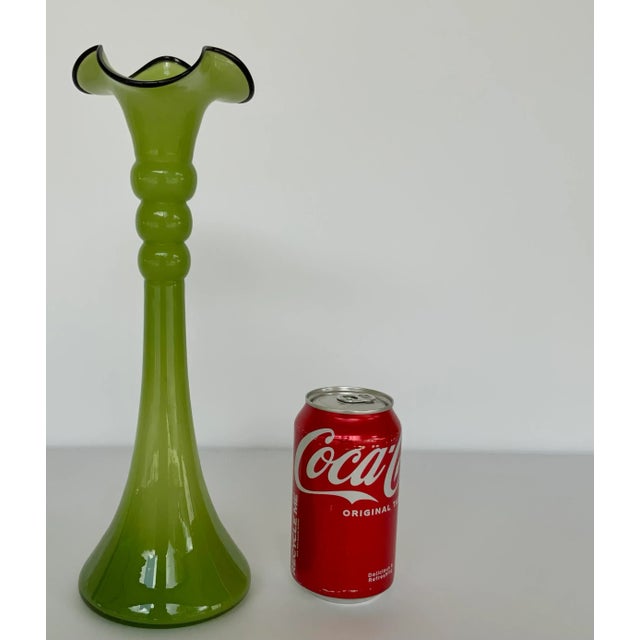 Antique Czech Tango Tall Green Art Glass Vase For Sale - Image 4 of 5