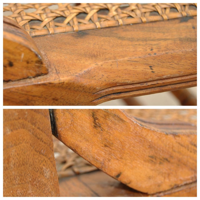 Antique American Classical Walnut Wood Chairs With Caned Seats - Set of 4 For Sale In Salt Lake City - Image 6 of 14