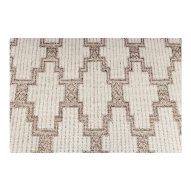 Ivory White Wool Boho Inspired Hand Made Rug 8x10 For Sale