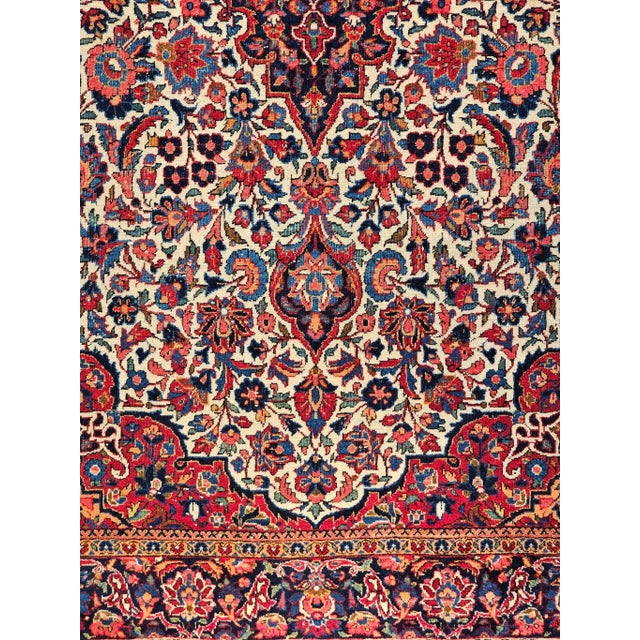 Early 20th Century Persian Kashan Area Rug, Handwoven Floral Design, Ivory & Blue, 4’ X 7’ For Sale - Image 9 of 11