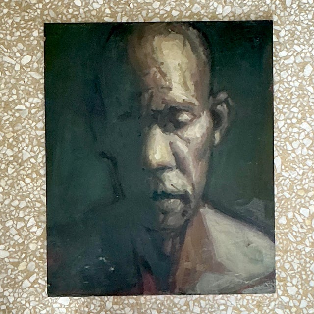 Vintage Boho Abstract Figural Painting on Board For Sale - Image 4 of 5