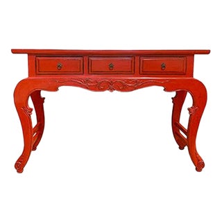 1980s Asian Red Console Table For Sale