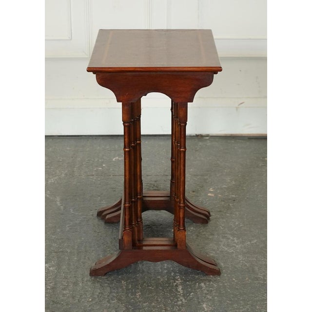 Brown Vintage Sheraton Revival Burr Walnut Nest of Tables, Set of 3 For Sale - Image 8 of 10