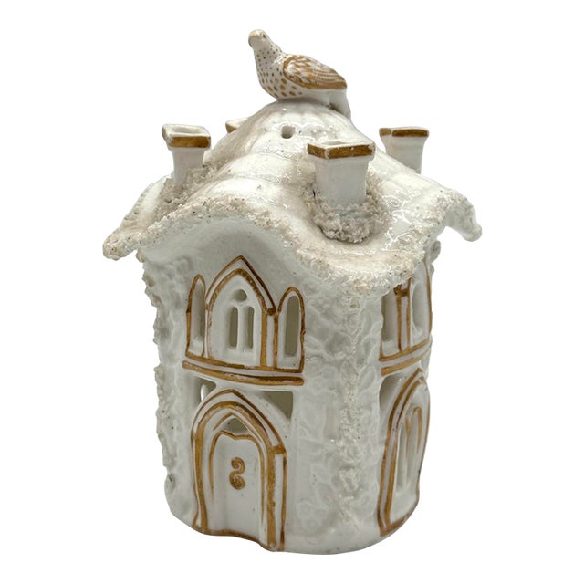 Antique Staffordshire Cottage Pastille Burner With Bird For Sale
