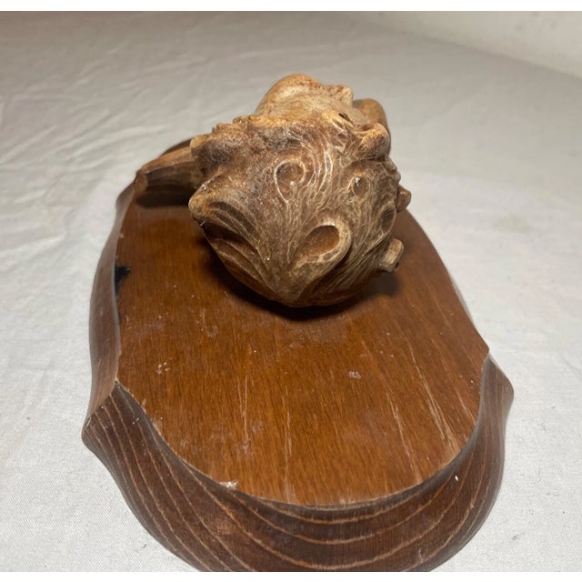 Antique Hand Carved Wood Winged Cherub Sculpture Wall Plaque Figure Bust Art For Sale - Image 12 of 12