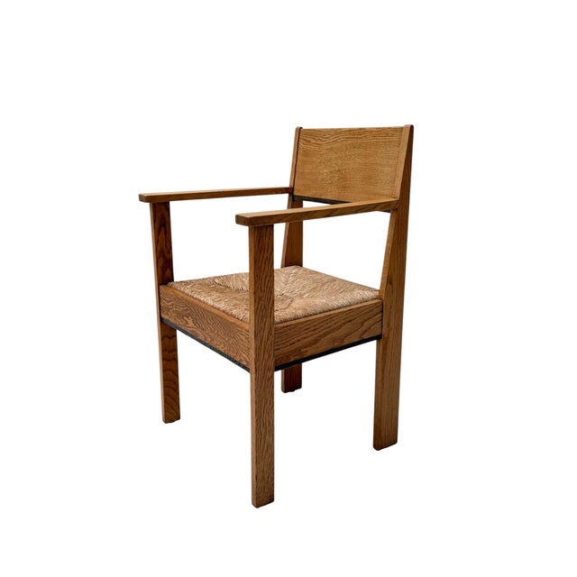 Art Deco Dutch Oak Armchair by J.A. Muntendam for L.O.V. Oosterbeek, 1920s For Sale - Image 6 of 12