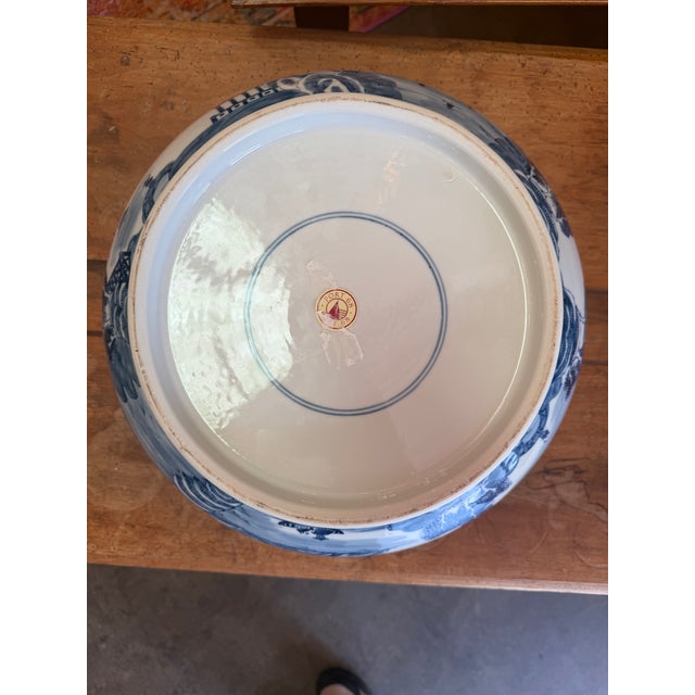 Early 21st Century Port 68 Blue & White Chinoiserie Porcelain Centerpiece Bowl For Sale - Image 5 of 6