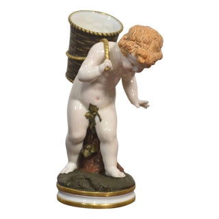 Porcelain Figure in Cherub with Basket from Royal Worcester For Sale