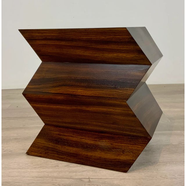 2020s Global View Modern Zebra Wood Finished Zig Zag Side Table For Sale - Image 5 of 5