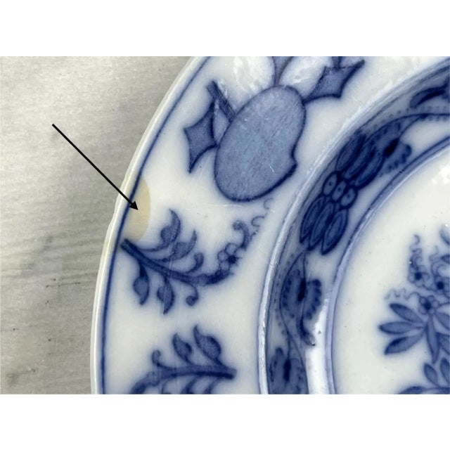 Blue Set of 6 Vintage Laveno Blue Onion Plates, Sci Italy Earthenware (21cm) For Sale - Image 8 of 18