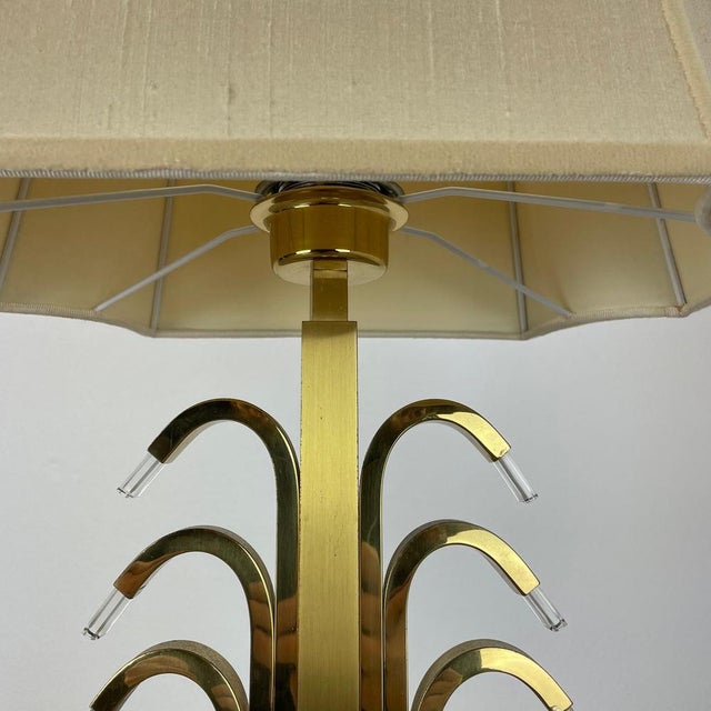 Hollywood Regency Brass and Acrylic Glass Table Light attributed to WKR Lights, Germany, 1970s For Sale - Image 10 of 18