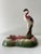 Retro mid-century, ceramic pink and green flamingo figure in a pool/tray/ decorative bowl (possibly an ashtray for that...
