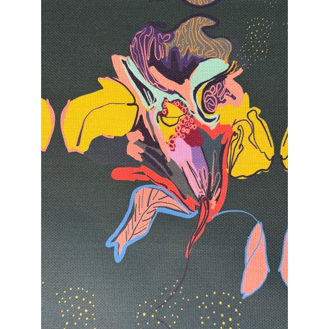 Abstract Kristy Stafford - Dragonflower Green Fabric 2 7/8 Fabric For Sale - Image 3 of 6
