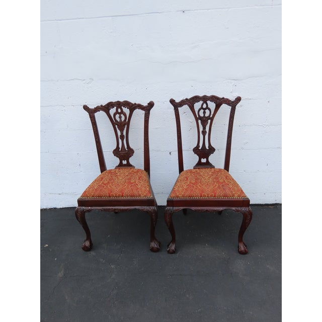 Chippendale Carved Ball and Claw Feet Dining Chairs Set of Two 6632 For Sale - Image 13 of 13