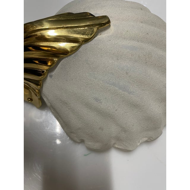 Metal Italian Murano Frosted Glass Shell Sconces, 1960s, Set of 2 For Sale - Image 7 of 10