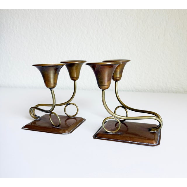 Copper 1950s Brass & Copper Candle Holders For Sale - Image 8 of 14