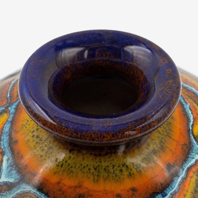 Vintage Polychrome Glazed Ceramic Pebble Vase, 1980s For Sale - Image 4 of 8