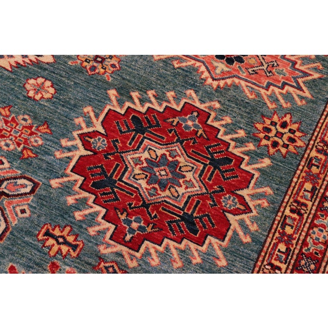 1990s Rustic Kazak Green/Beige Wool Rug - 8'2'' X 10'2'' For Sale In New York - Image 6 of 8