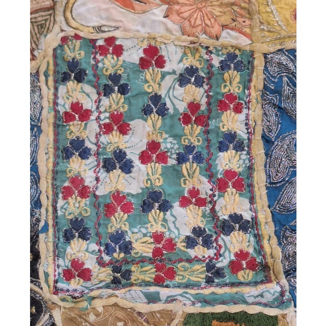 Large Antique Central & South Asian Embroidered Patchwork Textile Quilt, 7'10" X 7'5" For Sale - Image 4 of 12