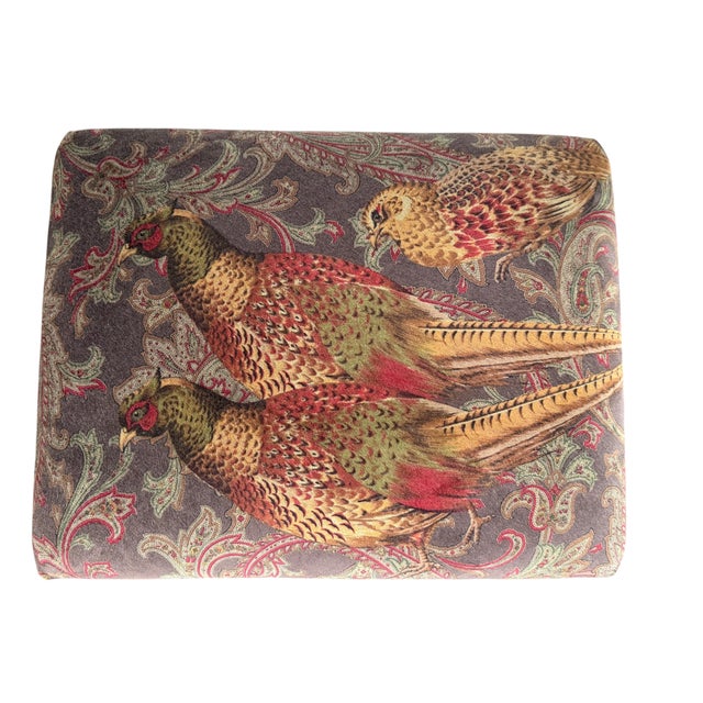 Vintage Faux Bamboo Stool in Ralph Lauren "Hunting Manor Paisley" Fabric For Sale - Image 17 of 17
