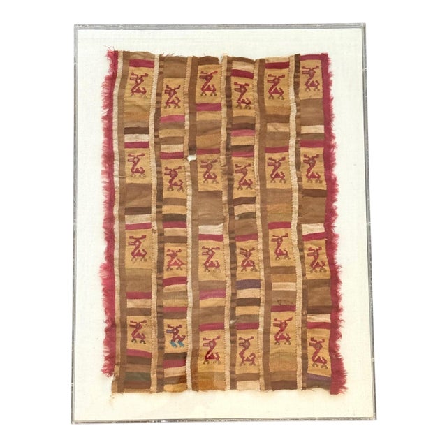 Framed Finely Woven Pre-Columbian Pictorial Textile Chimu Musuem Quality For Sale