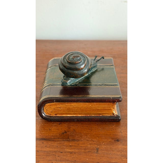 Art Nouveau Maitland Smith Bronze Snail on Book Paper Weight For Sale - Image 3 of 8