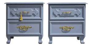 Mid Century Traditional Nightstands Brass Hardware in Blue - Newly Painted