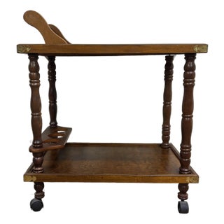 Vintage Colonial Early American Style Accent Two Tier Serving Tea Bar Cart For Sale