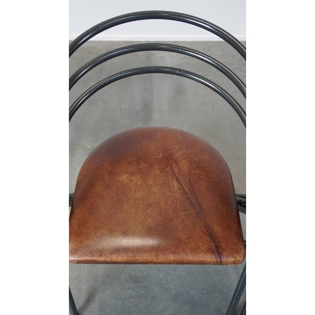 Metal Metal Frame Dining Chairs with Leathers Seats, 1970s, Set of 4 For Sale - Image 7 of 15