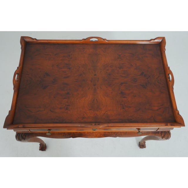 Wood Italian Chippendale Style Olivewood Tea Table For Sale - Image 7 of 18